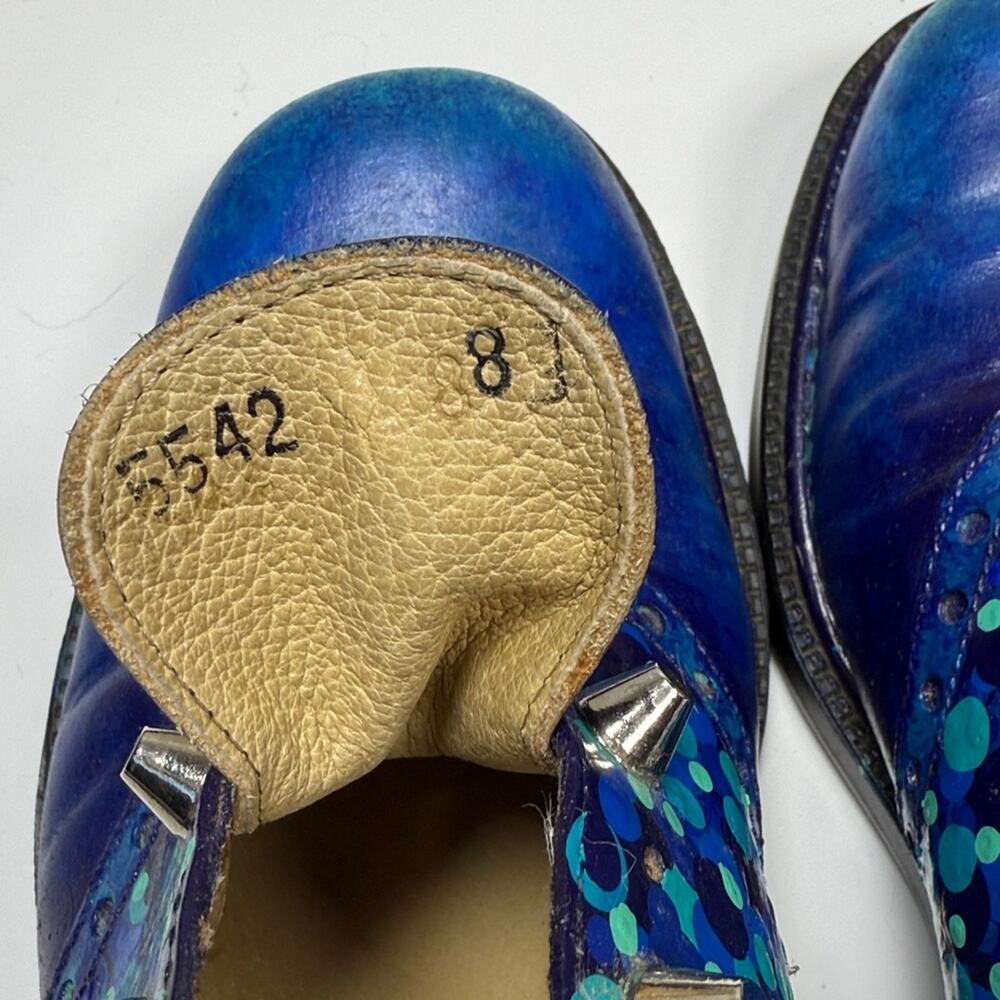 Silga Made in Italy Hand-painted Chunky Leather Loafers Stud Details S-471 Sz 8 - Picture 9 of 12